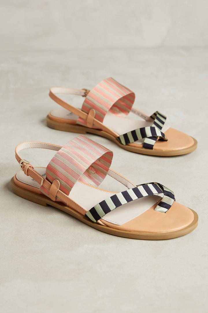 Jil Sander Navy Striped Slingback Sandals