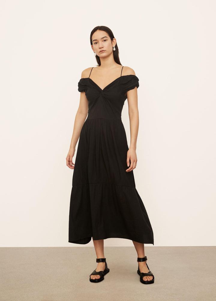 Vince Off Shoulder Twist Front Dress