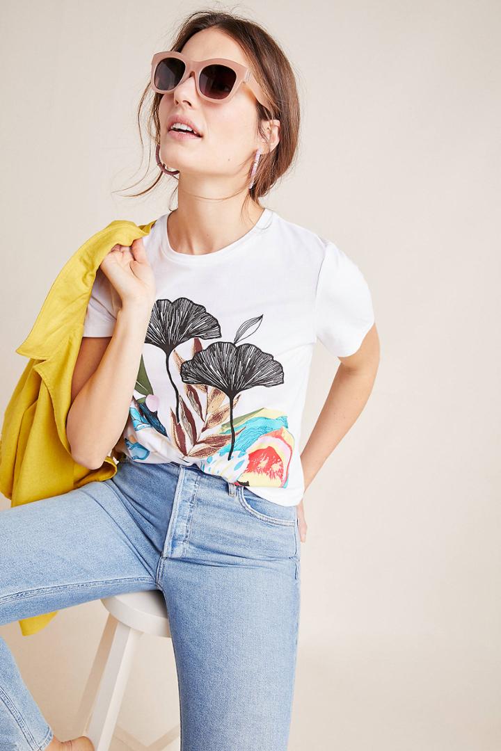 Geisha Designs Lily Pond Embroidered Tee