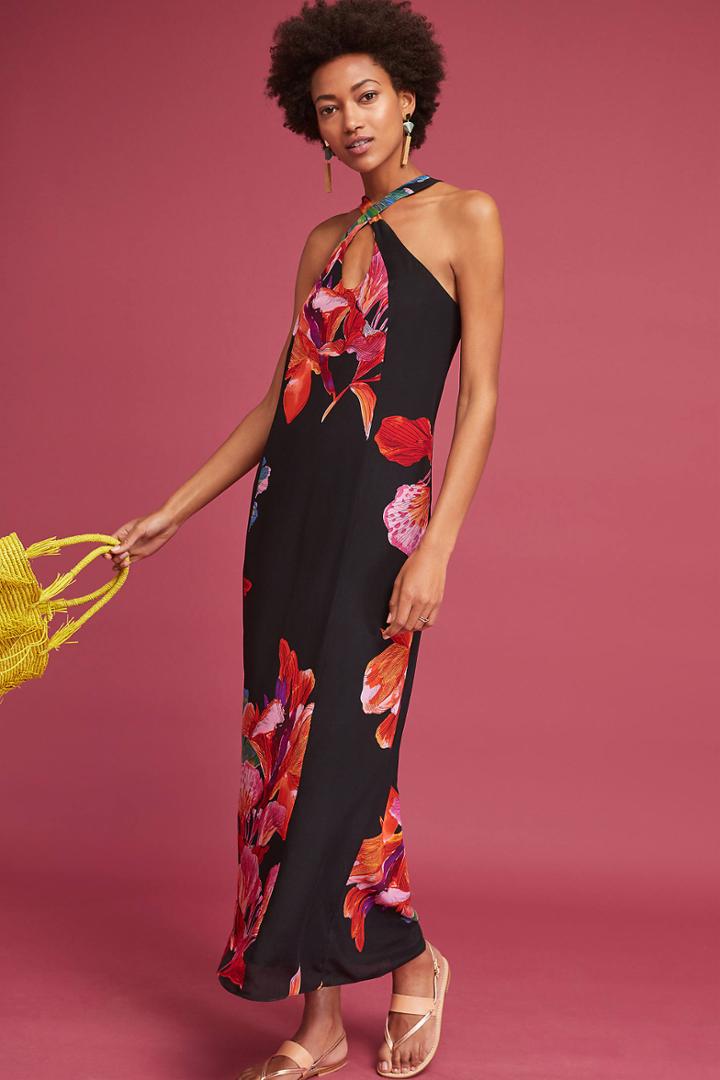 Maeve Cayman Silk Maxi Dress