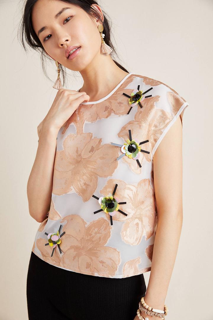 Am.it By Amit Aggarwal Jamie Embellished Cropped Blouse