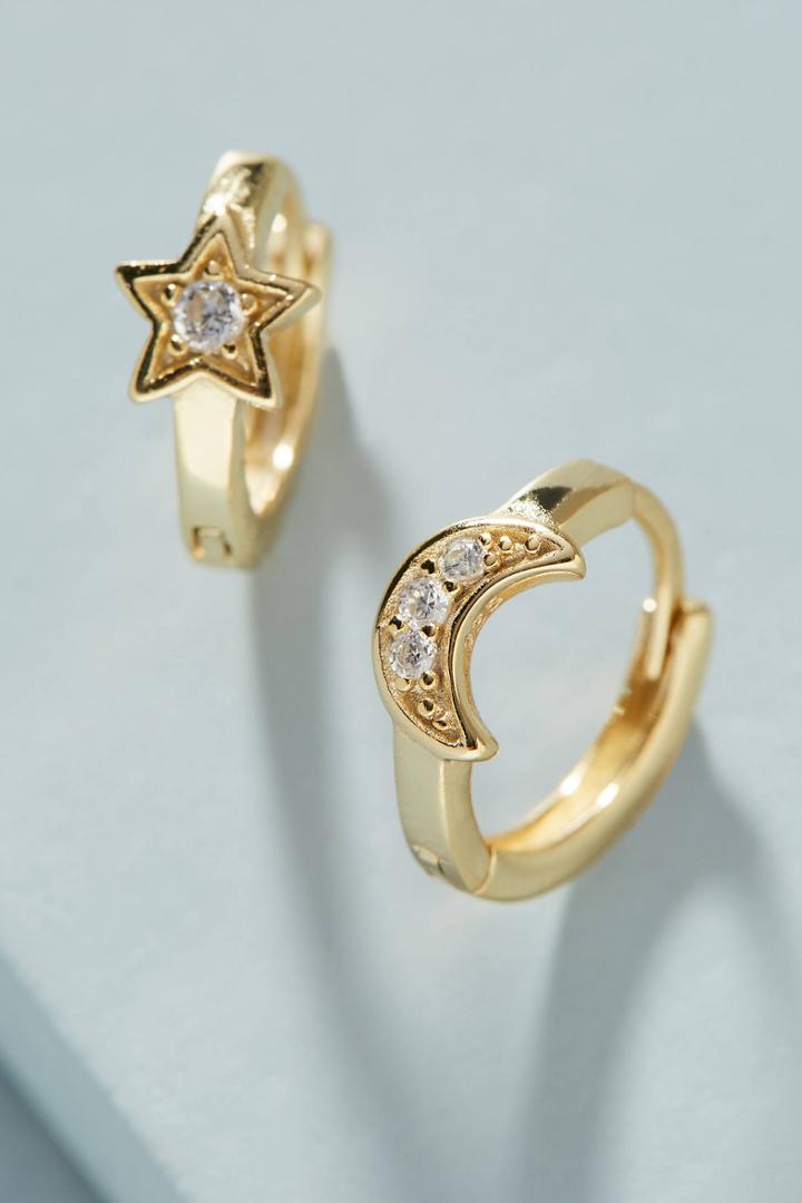 Anthropologie Shoot For The Stars Hugger Hoop Earrings