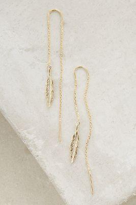 Anthropologie Threaded Feather Earrings