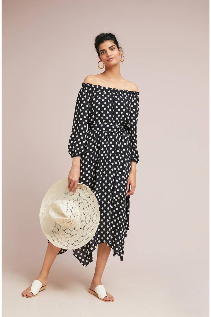 Maeve Dotted Off-the-shoulder Dress