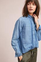 Just Female Chambray High-neck Buttondown