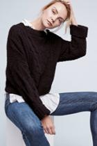 Joa Cropped & Cabled Sweater