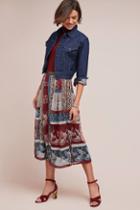 Let Me Be Beaded Patchwork Silk Skirt