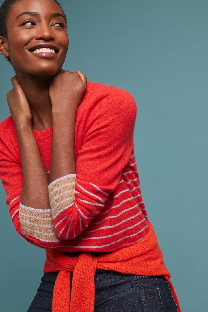 White + Warren Essential Striped Cashmere Sweater