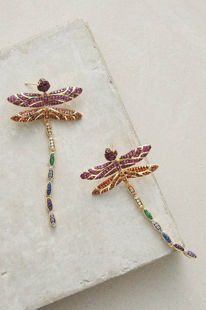 Noir Dragonfly Drop Earrings