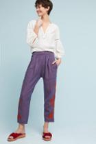 Anthropologie Embroidered Linen Pants