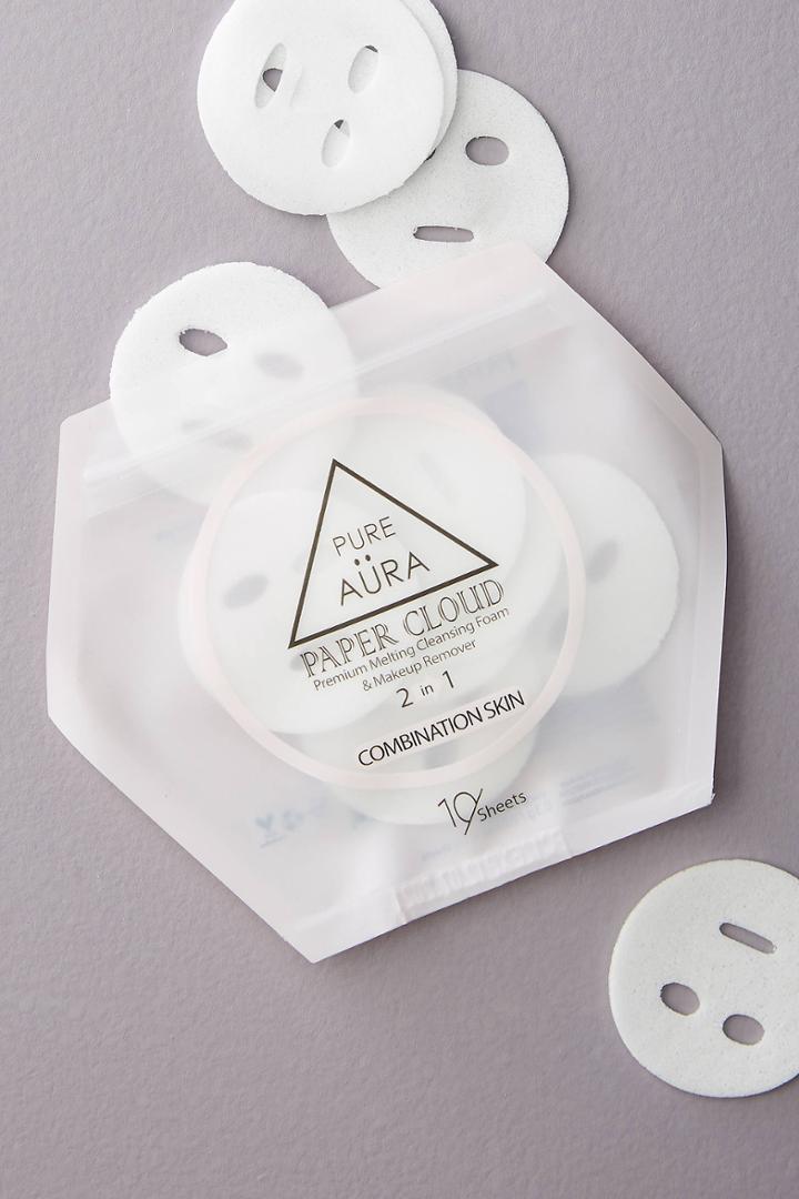 Anthropologie Pure Aura Paper Cloud Cleansing Foam And Makeup Remover - Combination Skin