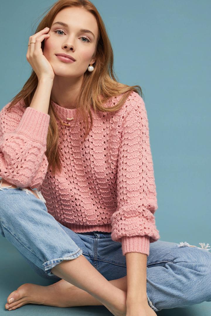 Velvet By Graham & Spencer Ceri Pointelle Sweater