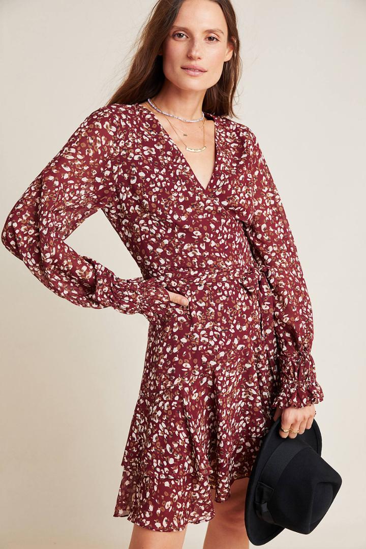 Hailee C Petra Leopard Mini Wrap Dress