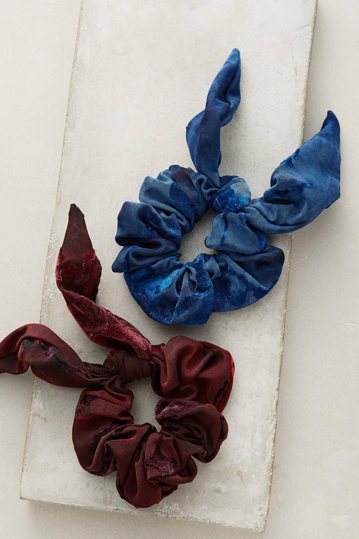 Anthropologie Burnout Velvet Pony Holder Set