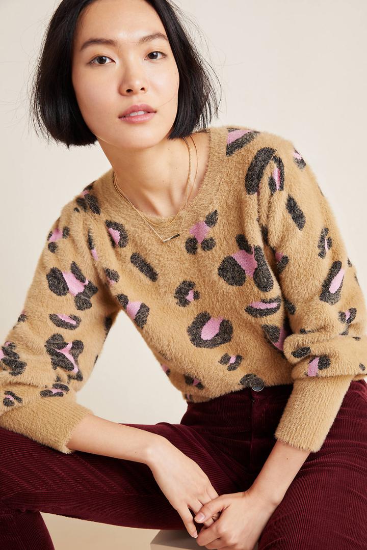 Dolan Left Coast Nina Leopard Eyelash Sweater