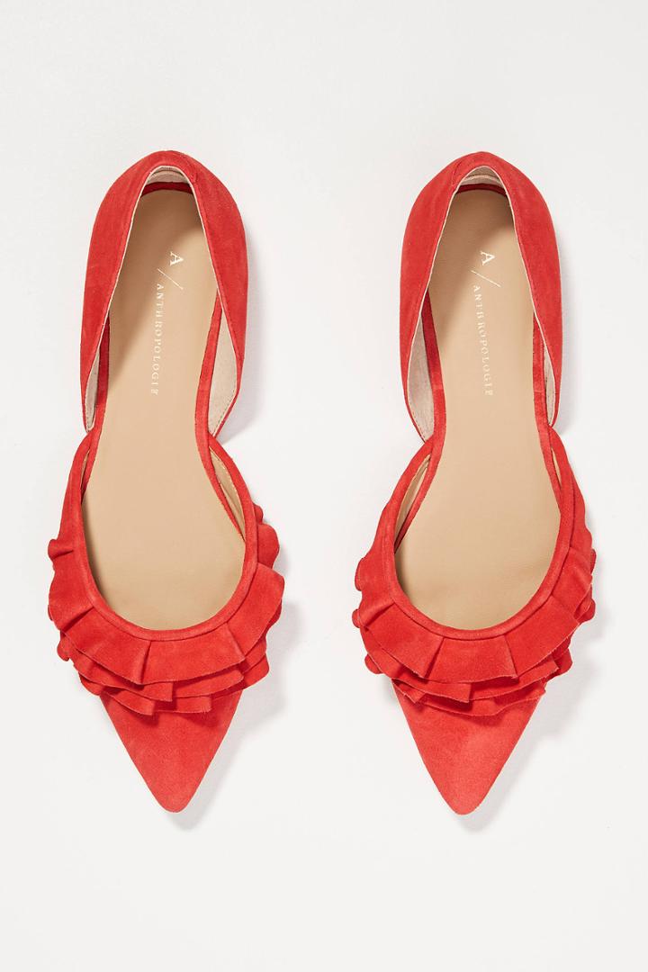 Anthropologie Sylvie Ruffled D'orsay Flats