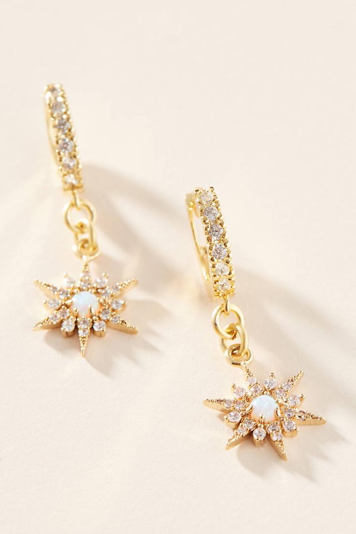 Anthropologie Electric Picks Gold Skies Hugger Hoop Earrings