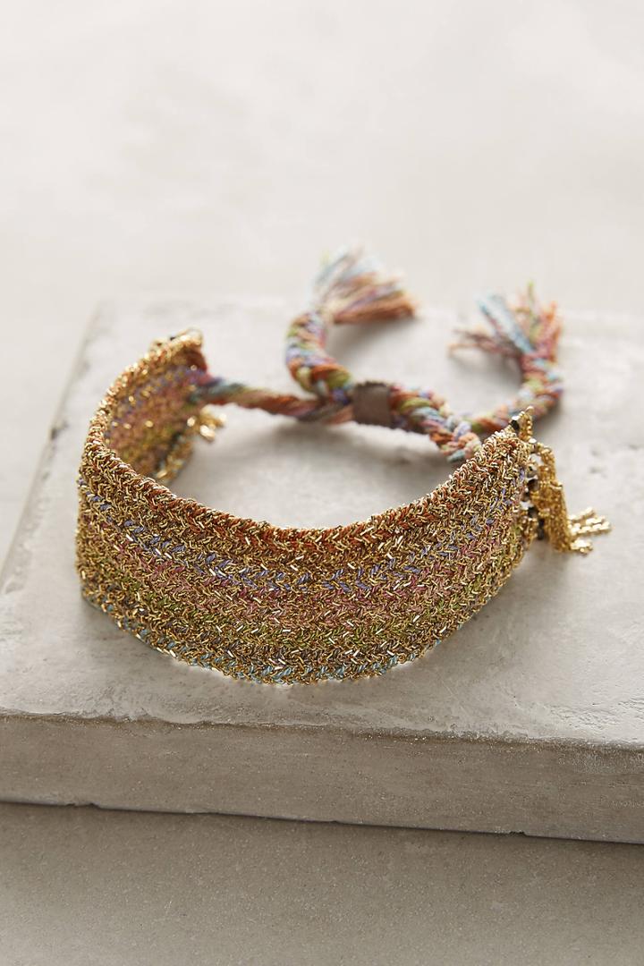 Marie-laure Chamorel Pastel Woven Metal Cuff Bracelet