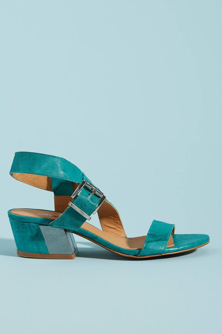 Anthropologie Veracruz Teal Sapena Heeled Sandals
