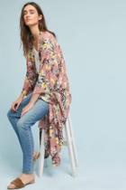 Anthropologie Pastel Floral Long Kimono