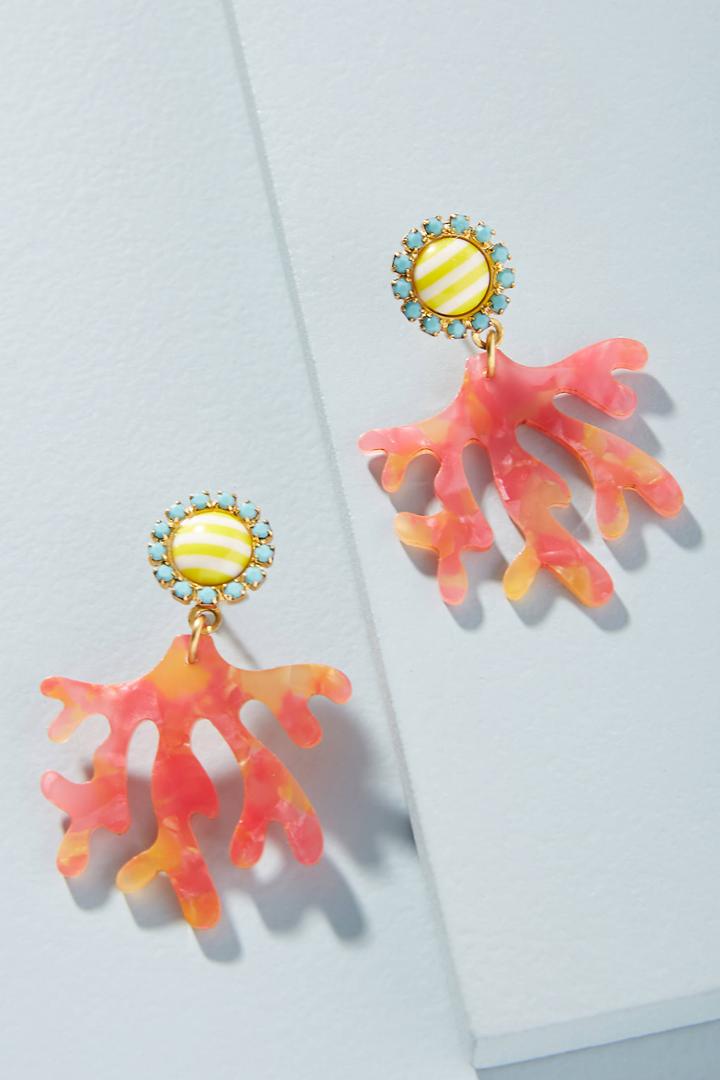 Elizabeth Cole Swarovski Crystal Coral Drop Earrings