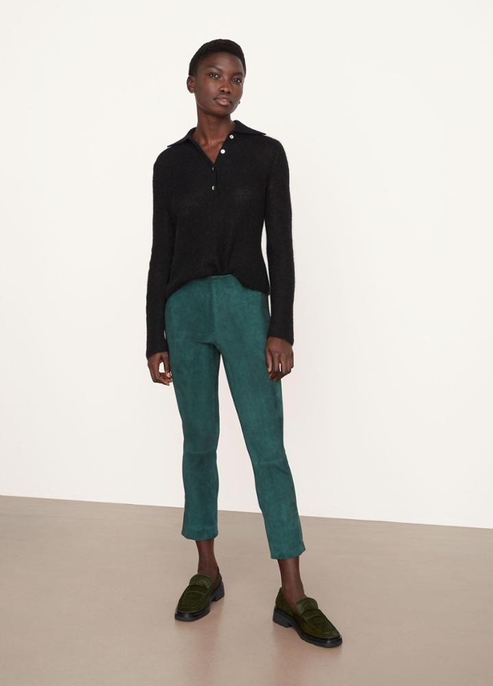 Vince Stretch Suede Split Hem Crop Pant