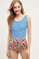 Seea Palm Stripe Maillot Blue Motif