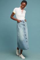 Just Female Denim Button-front Midi Skirt