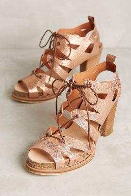 Coqueterra Sanne Lace-up Heels Nude Ray Leather