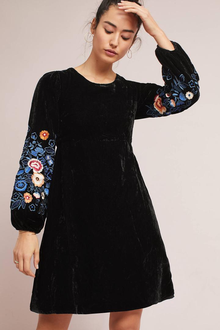 Seen Worn Kept Michie Embroidered Velvet Dress
