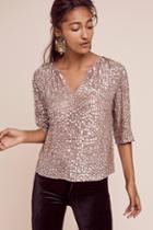 Anthropologie Cropped Sequin Top