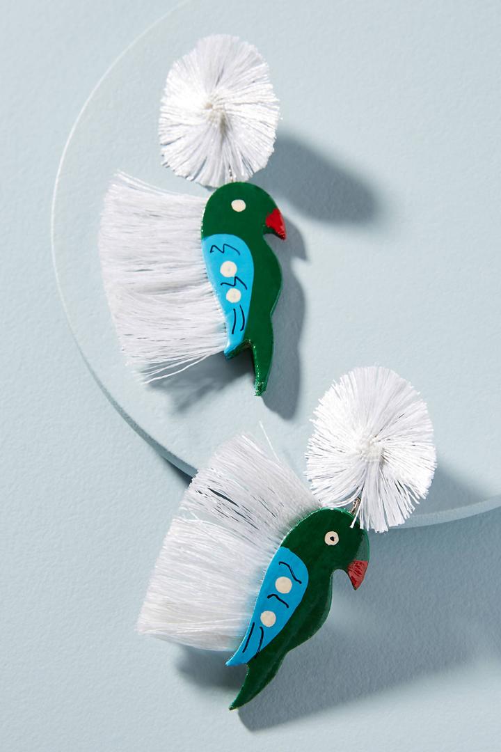 Mochi Fringed Parrot Drop Earrings