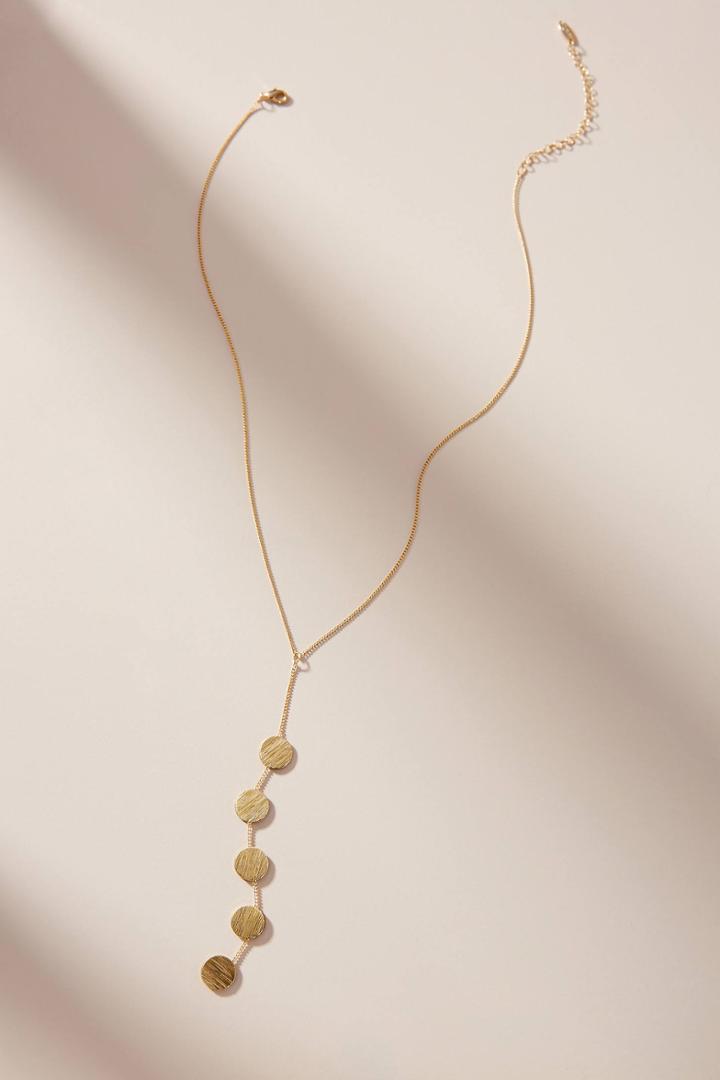 Serefina Golden Disc Lariat Necklace