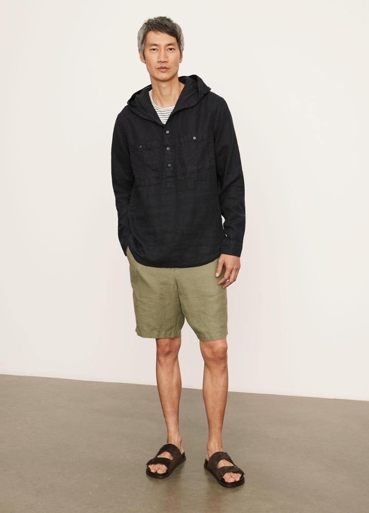 Vince Linen Henley Hoodie
