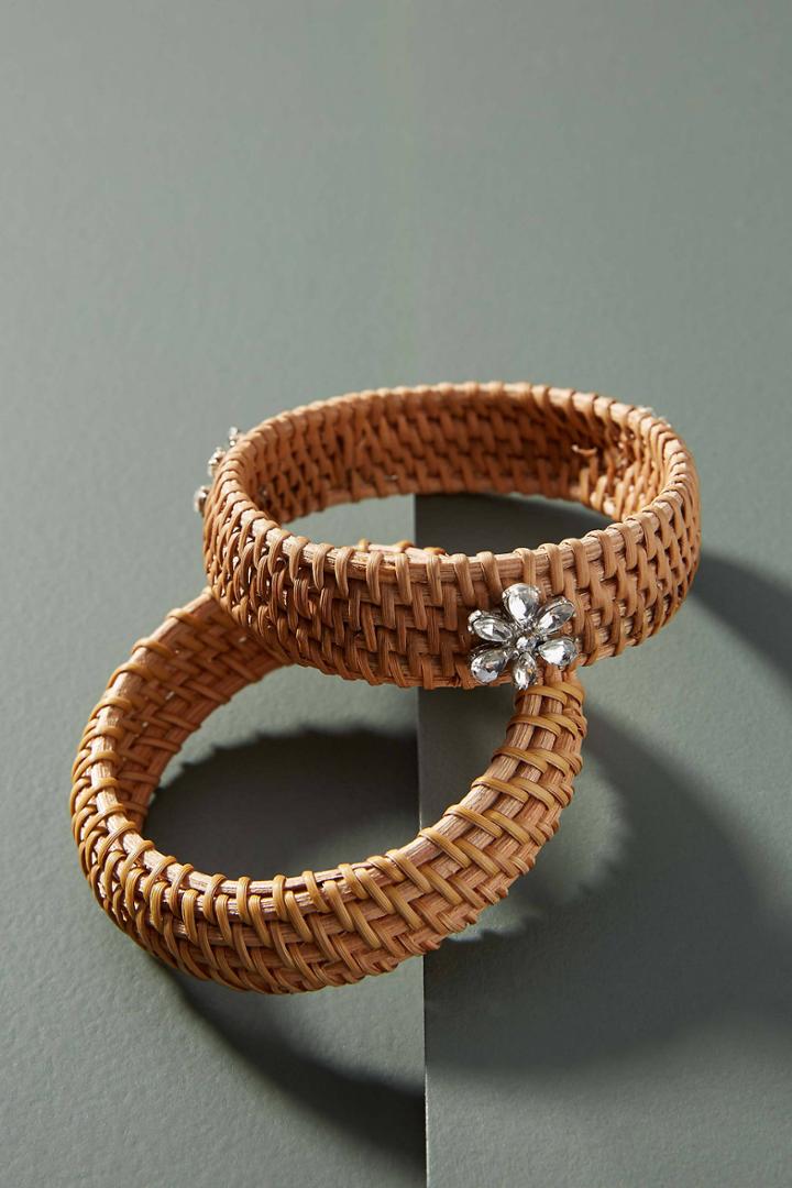 Anthropologie Wicker Bangle Bracelet Set