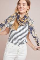 Elizabeth Gillett Alexis Floral Frayed Scarf