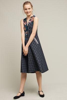 Not So Serious By Pallavi Mohan Petaled Plaid Swing Dress
