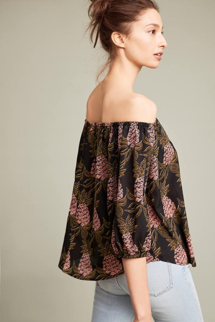 Sunday In Brooklyn Pineapple Off-the-shoulder Blouse