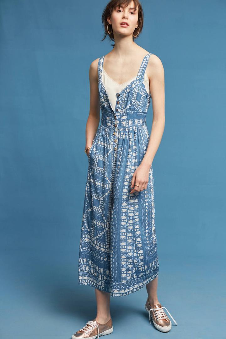 Anthropologie Geometric Squares Jumpsuit