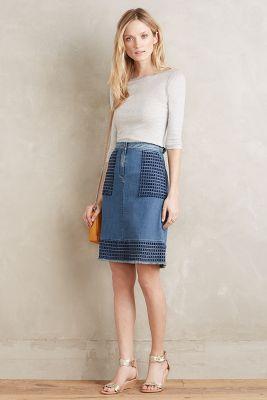 Plenty By Tracy Reese Denim Eyelet Skirt