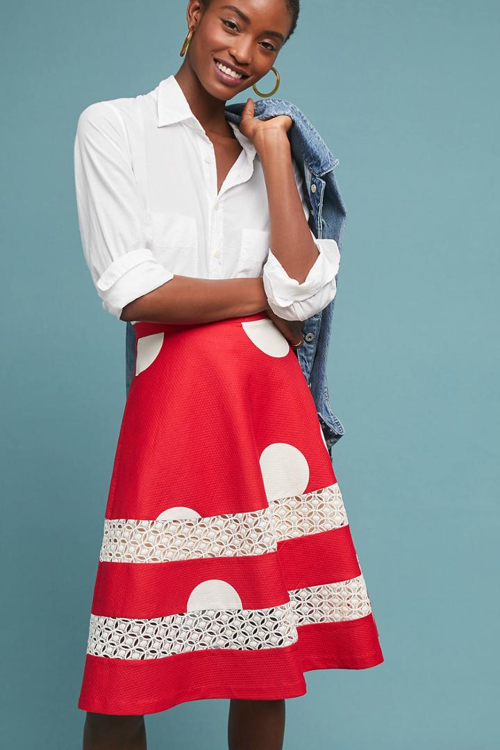 Tracy Reese X Anthropologie Lucille Polka Dot Skirt