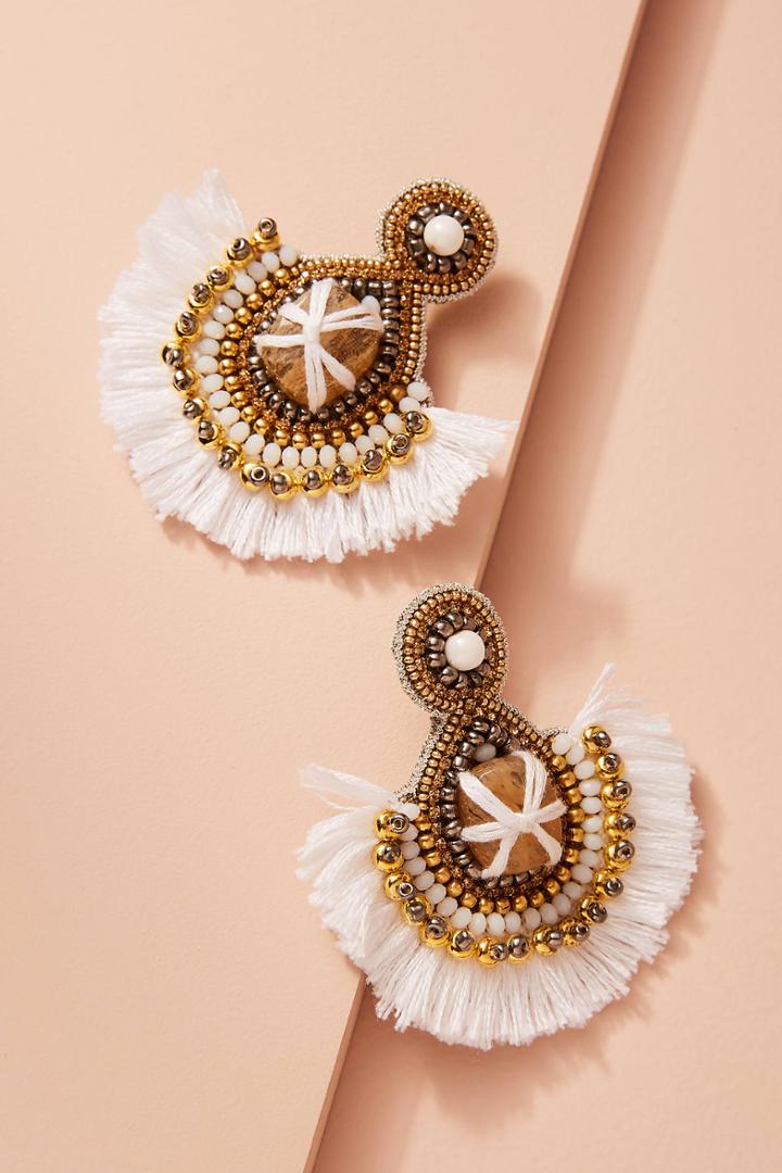 Anthropologie Calliope Fringed Drop Earrings