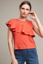 Anthropologie Ruffled Asymmetry Shell