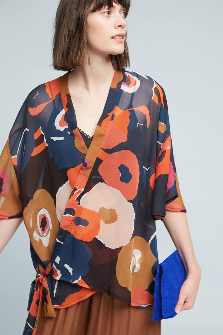 Anthropologie Abstract Daisies Kimono