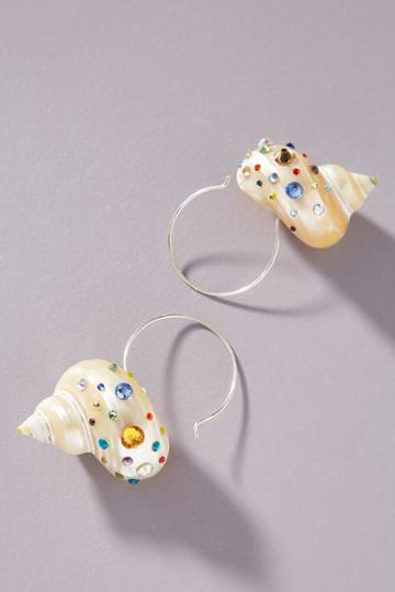 Luiny Rainbow Shell Hoop Earrings