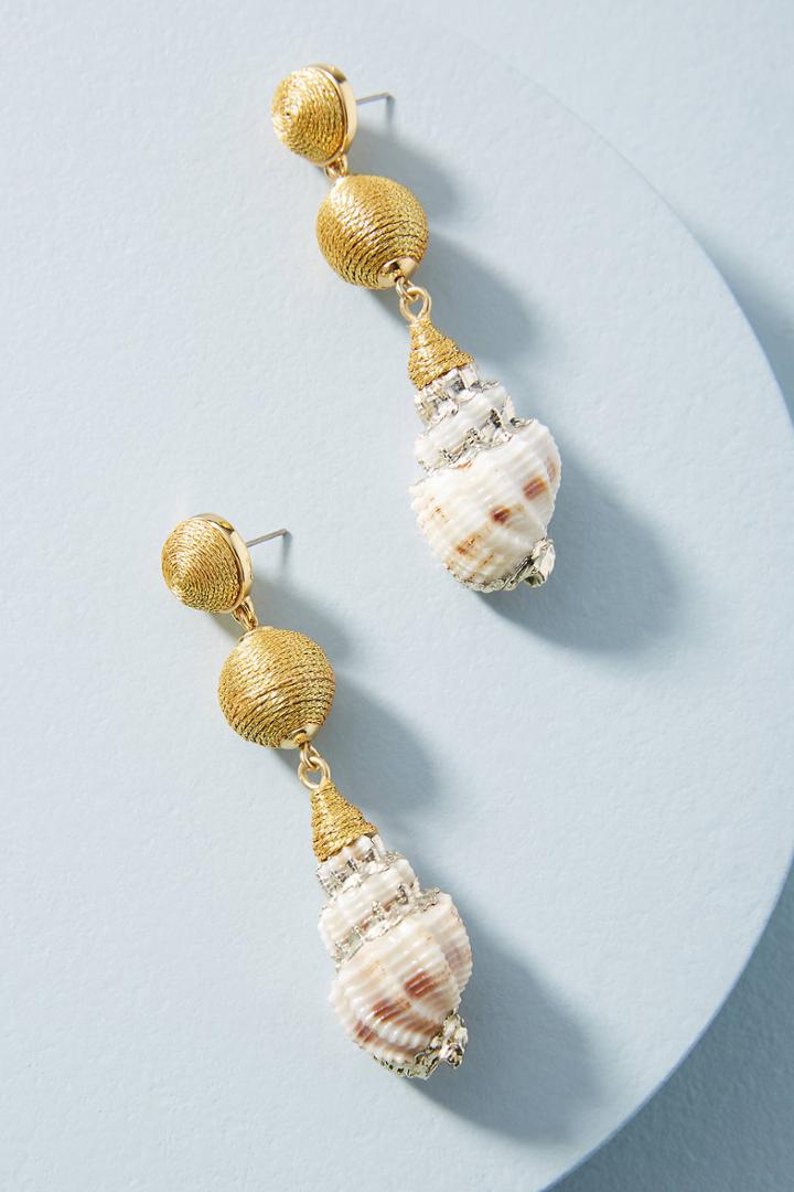 Anthropologie Conch Shell Drop Earrings