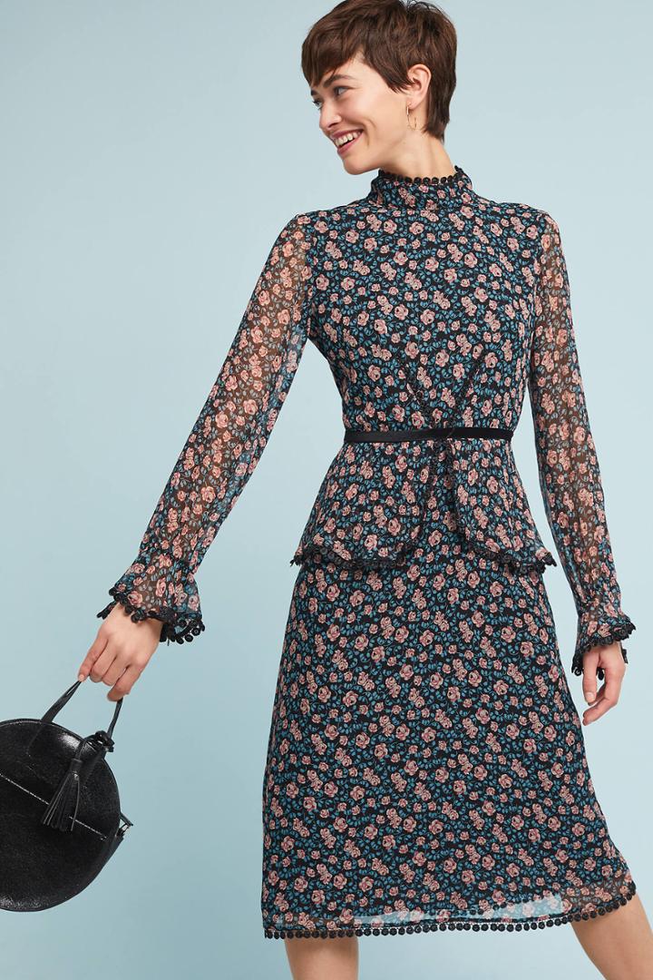 Anna Sui High-neck Silk Dress