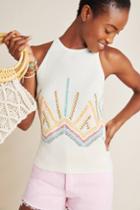 Anthropologie Sunrise Embroidered Sweater Tank