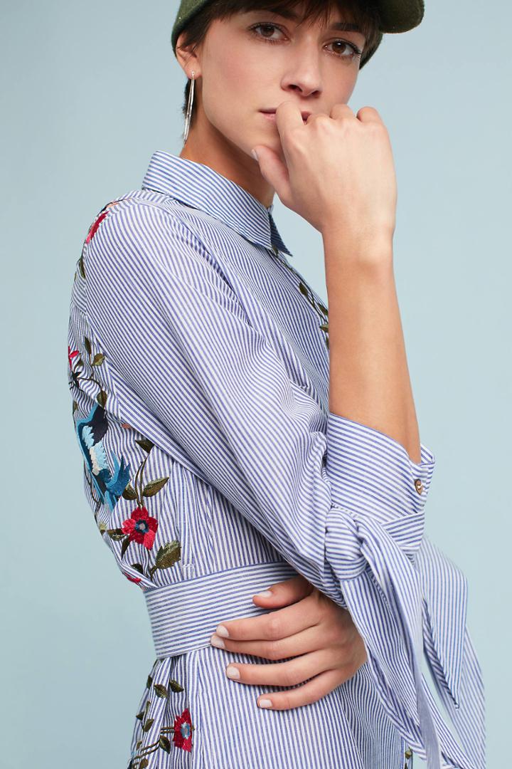 Seen Worn Kept Embroidered & Striped Shirtdress