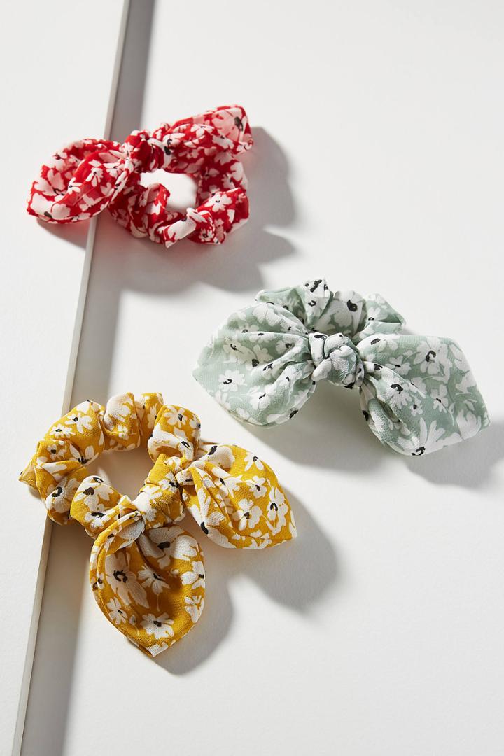 Anthropologie Vida Floral Ponytail Holder Set